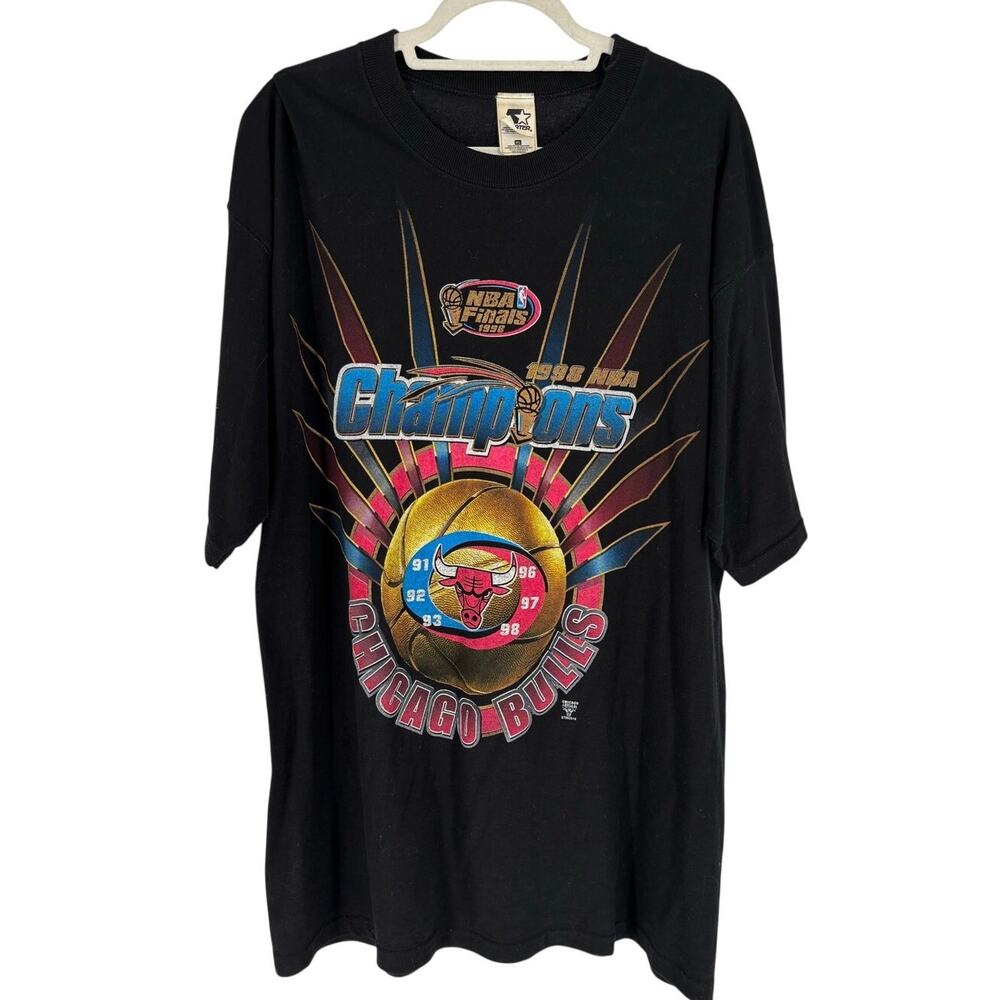 Vintage Starter Chicago Bulls 1998 Champions T-Shirt Size XL NBA Finals